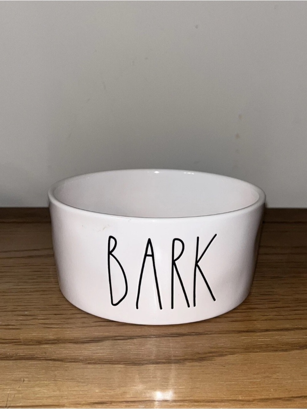 RAE DUNN Dog Bowl with BARK Lettering - White